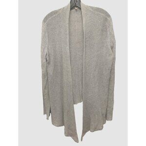 Women's Large 100% Linen Eileen Fisher Cardigan Grey Open Front High Low